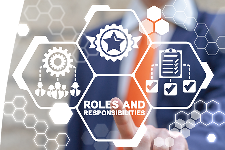 Roles and Responsibilities Business Motivation Strategy Team Work Concept